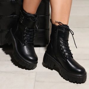 Black combat booties